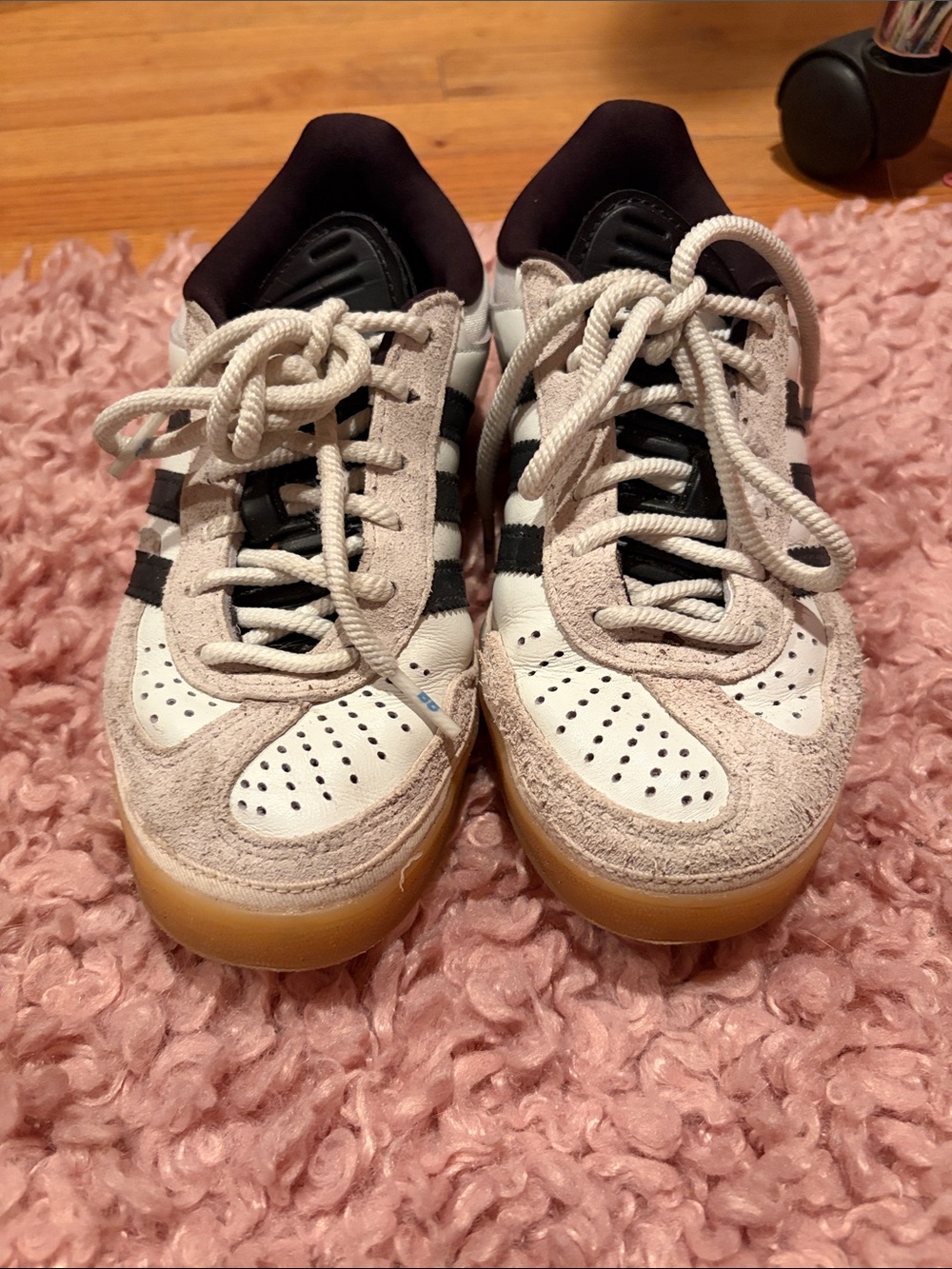 Adidas Excellent Condition. Para Bad Bunny, Wht, Blk, Gum Suede-Lined Sneakers 4